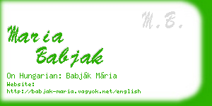 maria babjak business card