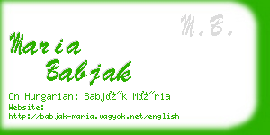 maria babjak business card